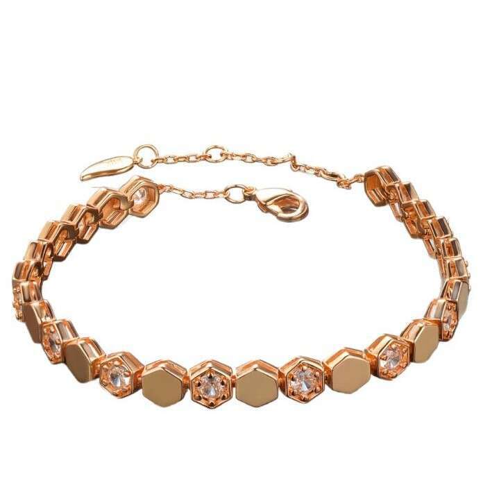 Zircon Hollow Hexagonal Beaded Heavy Craft Light Elegant Bracelet Niche Fashion High-end Sense Jewelry