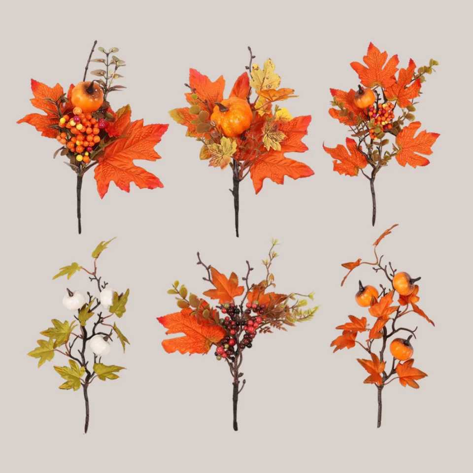 Autumn Thanksgiving Decor Maple Leaf Bunches Potted Plants Halloween Fall Decoration Artificial Greenery For Home Table Ornament C250919