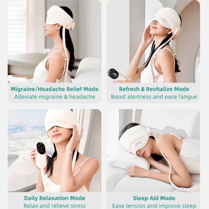 Eye Integrated Electric Heating Hot Compress Head Massager Migraine Cap Relax Improve Sleep Stress Relief
