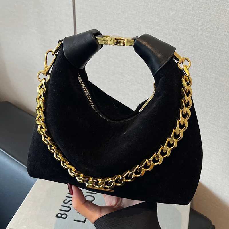 Fashionable and simple pure color suede material womens crossbody bag classic style personalized chain design womens casual bXJ250918