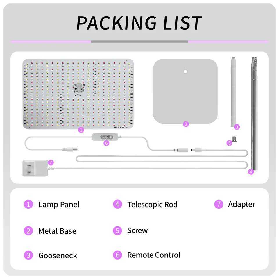 BESTVA 48W Grow Lights for Indoor Plants with Stand Full Spectrum LED Plant Light for Indoor Plants1259 Inches Height C250919