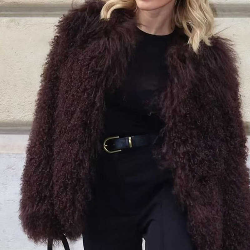 Fall/Winter New Style Women's Leather-Peppered Fur Coat - Fashionable, Stylish, Warm - European Long-Sleeved Collared Loose Fur Coat J250919