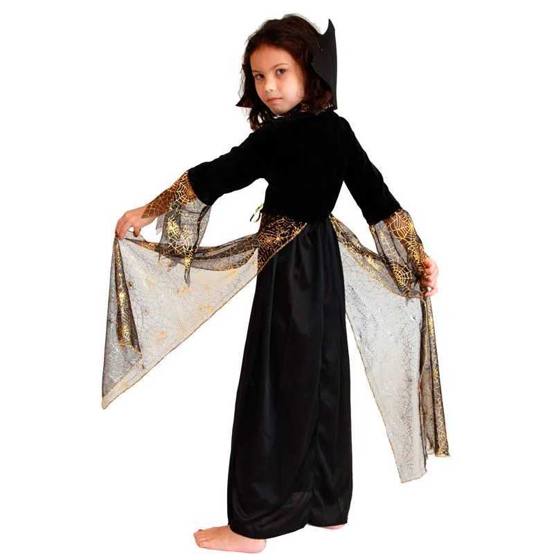 Black Girls Halloween Vampire Costume For Kids Children Sorceress Cosplay Carnival Purim Parade Stage Show Role Play Party Dress L250918