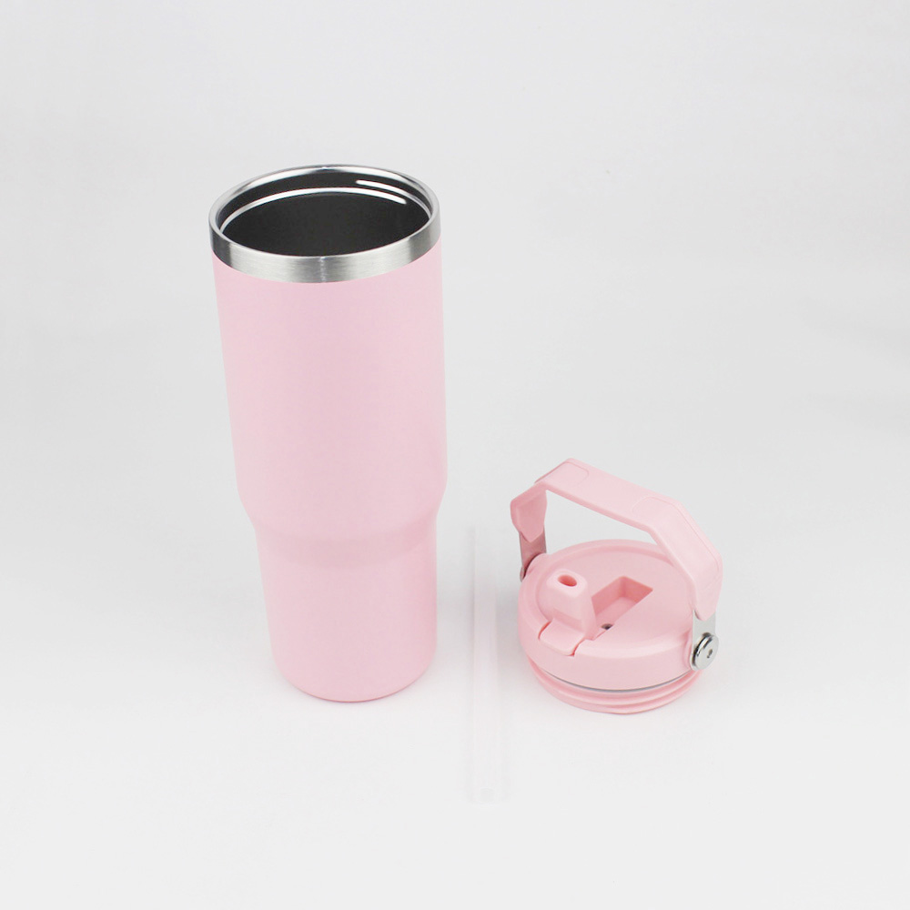 30oz Tumbler handheld Straw Lids Leopard Stainless Steel Coffee Termos Car Vacuum Cup 30 oz Bottles for Water Cold Warm With Box