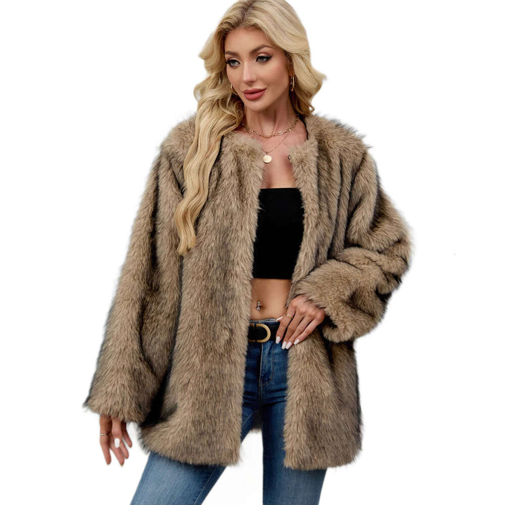 Autumn Winter New Coat for Women, Loose and Warm Plush Cardigan, Faux Fur Coat, Overcoat