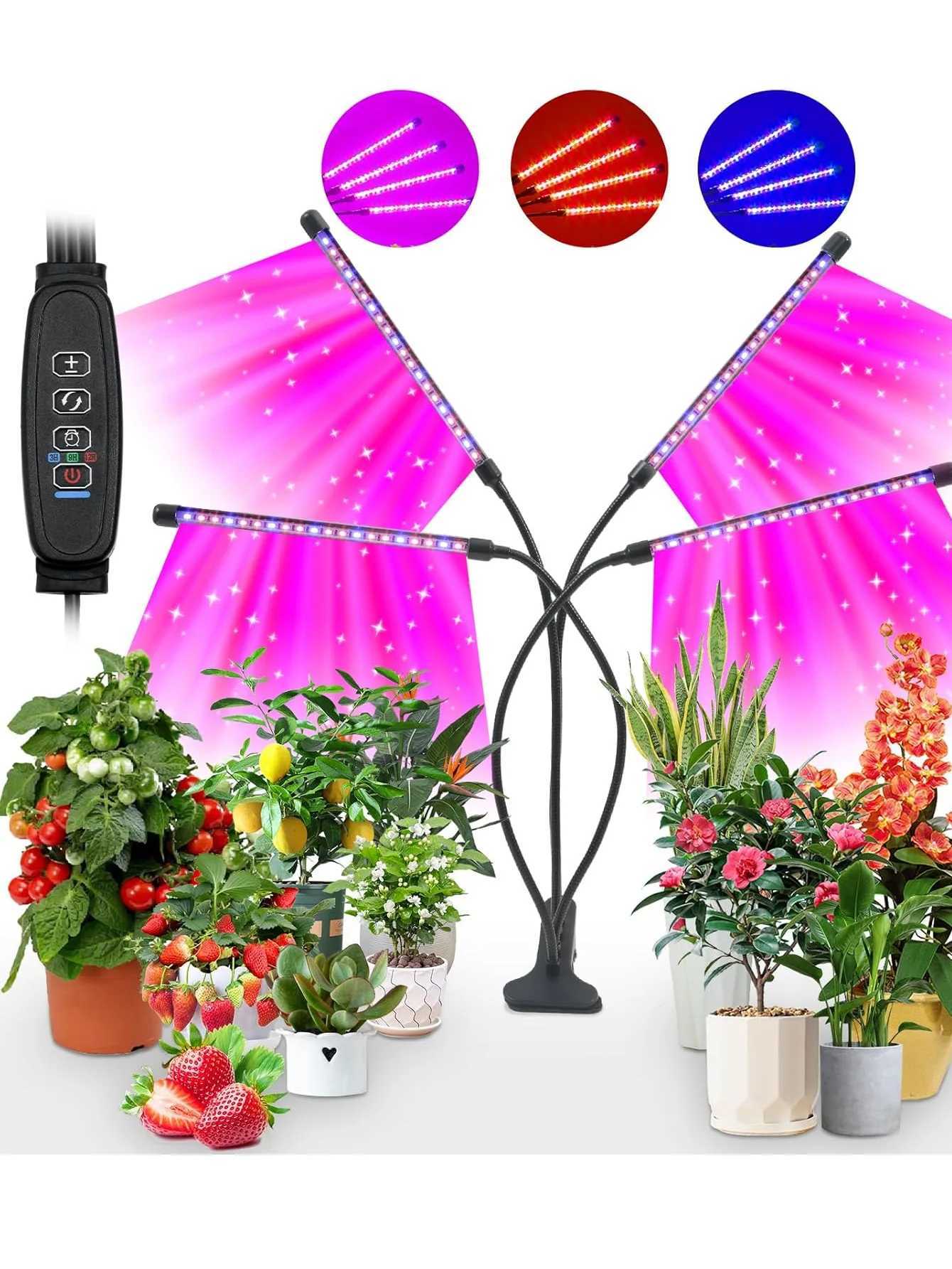 Indoor plant growth lamp LED plant growth lamp fullspectrum 4 heads 3 lighting modes suitable for large flowering plants C250919