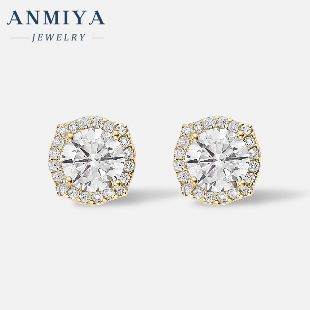 Trendy Dainty Jewelry Minimalist Bling 925 Sterling Silver Big 5A Zircon Custom Designer Fashion Stud Earrings