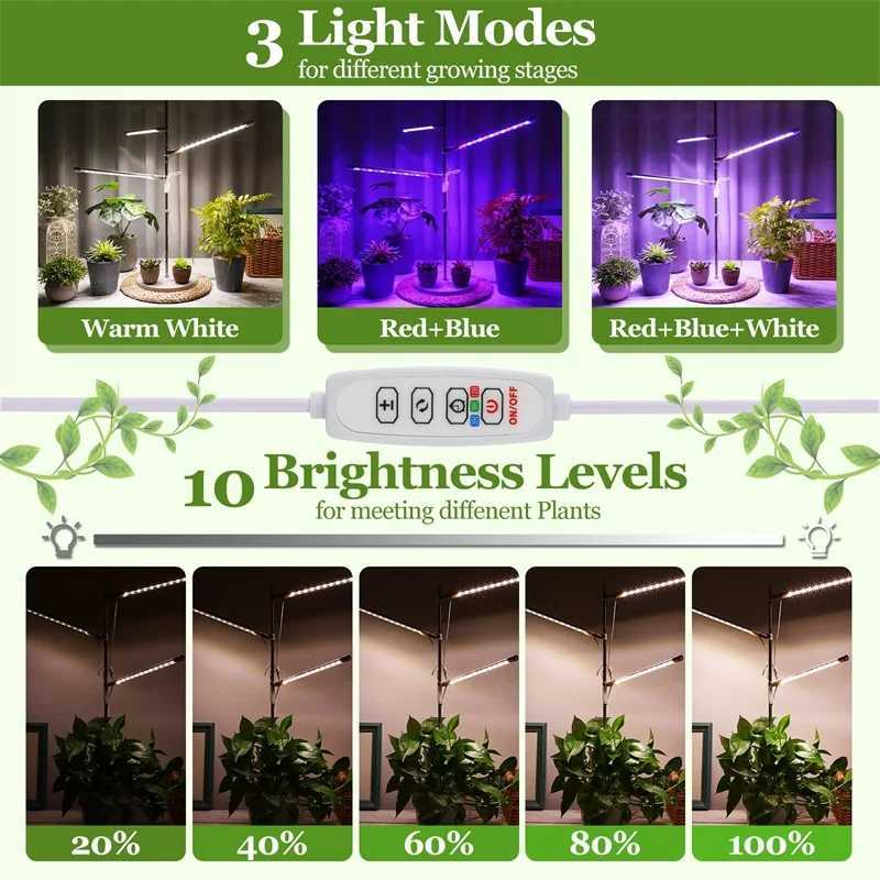 LED Grow Light Full Spectrum Plant Growing Lamp with Timer for Indoor Plant Dimmable Plant Light for Hydroponic Seedling Herb C250919