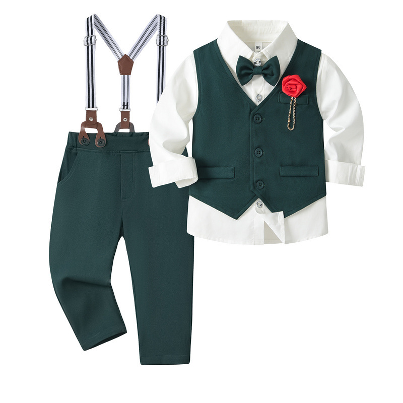 New Spring & Autumn Boys' Formal Outfit Shirt Vest & Pants Set Toddler Baby Suit for Kids Free Shipping for Wedding Party stripe 2025s