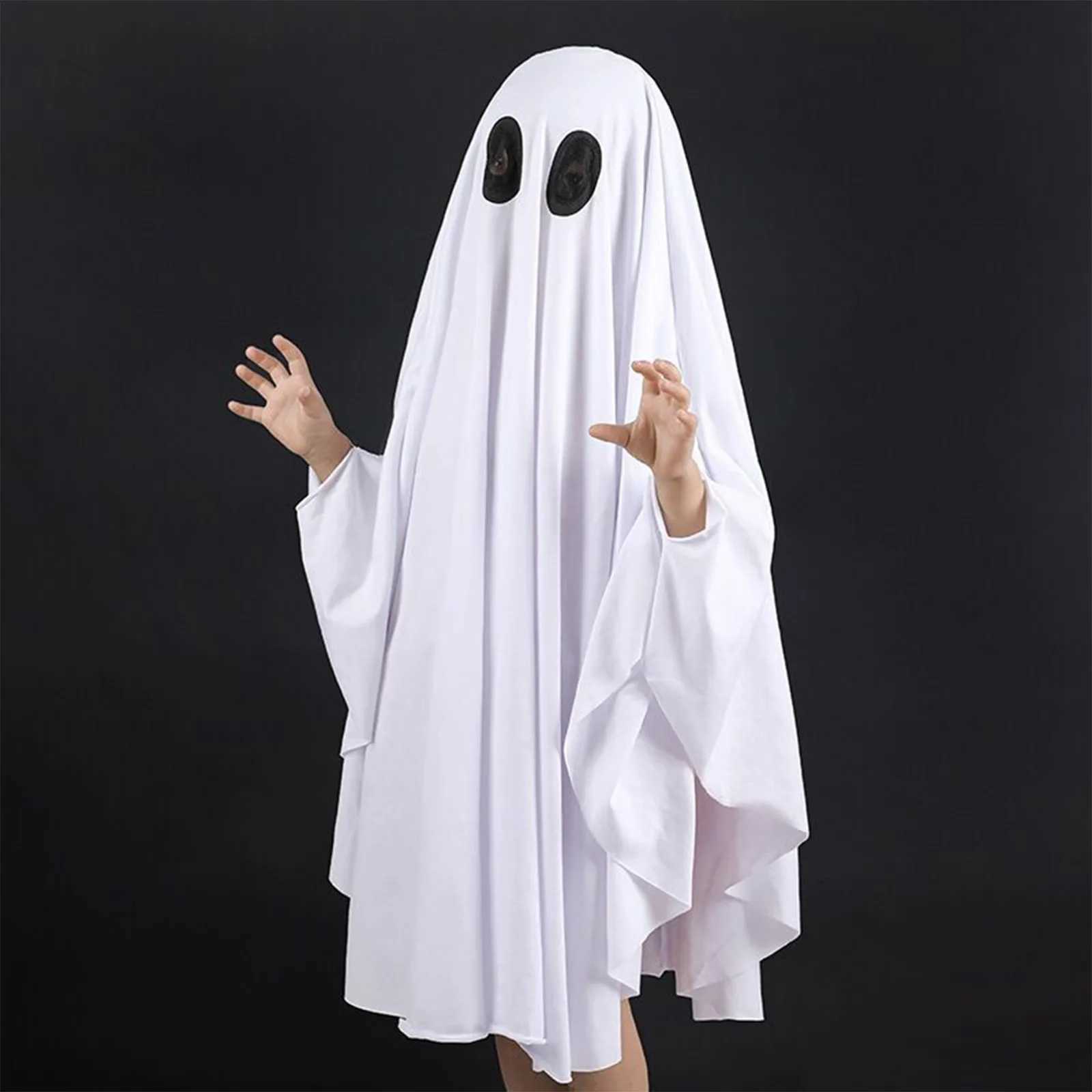 Halloween New Cosplay Costume Horror Fright Ghost Face Black Eye Cloak Adult Children Stage Performance Cosplay Costume L250918