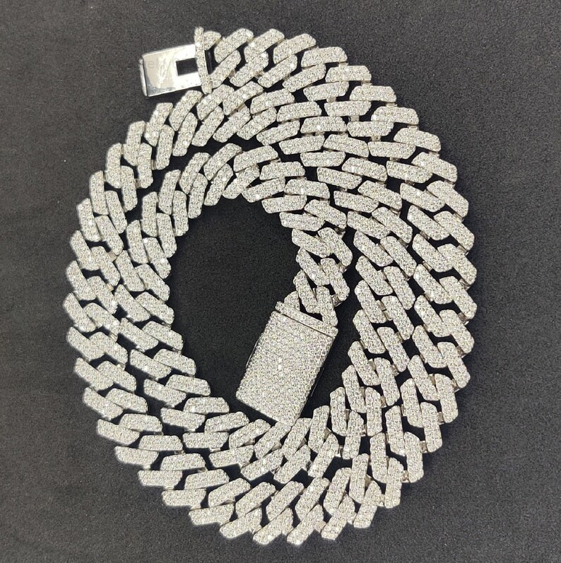 15MM Moissanite Diamond Cuban Link Chain Iced Out Cuban Link Chain Hiphop Rapper Moissanite Cuban Chain