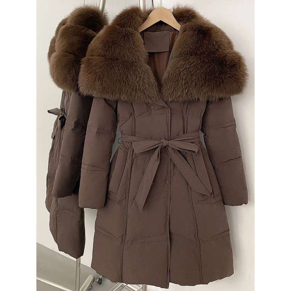 Thick Warm Long Real Fox Collar Down Coat New Autumn Winter Clothing Women Fashion Natural Fur Puffer Jacket Female