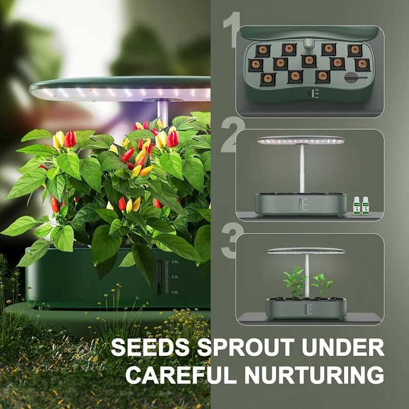 Hydroponics Growing System kit 12 Pods Herb Garden with Grow Iight Adjustable Height Up to 12inch Growing Kit Indoor C250919
