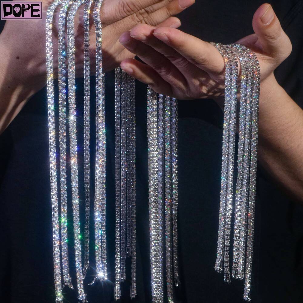 Size3mm 4mm 5mm Moissanite Tennis Necklace 925 Sterling Silver VVS Moissanite Tennis Chain