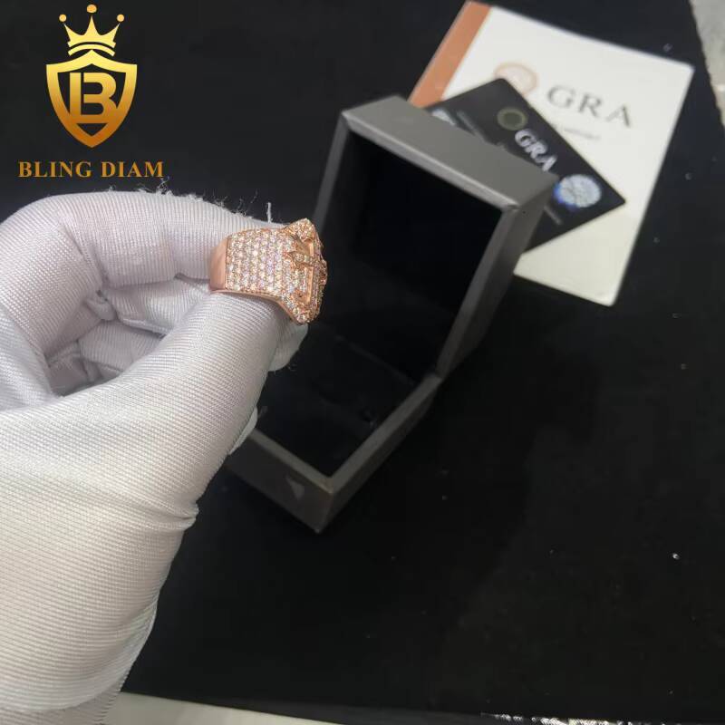 925 Sterling Silver Moissanite Ring Iced Out Moissanite HipHop Style Cross Jewelry Ring Pass Diamond Test in Stock with GRA