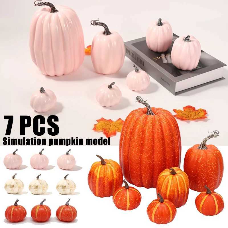 7PCS Simulation Pumpkin Artificial Pumpkin Halloween DIY Craft Decoration Party Wedding Autumn Harvest Fake Pumpkin Decoration C250919