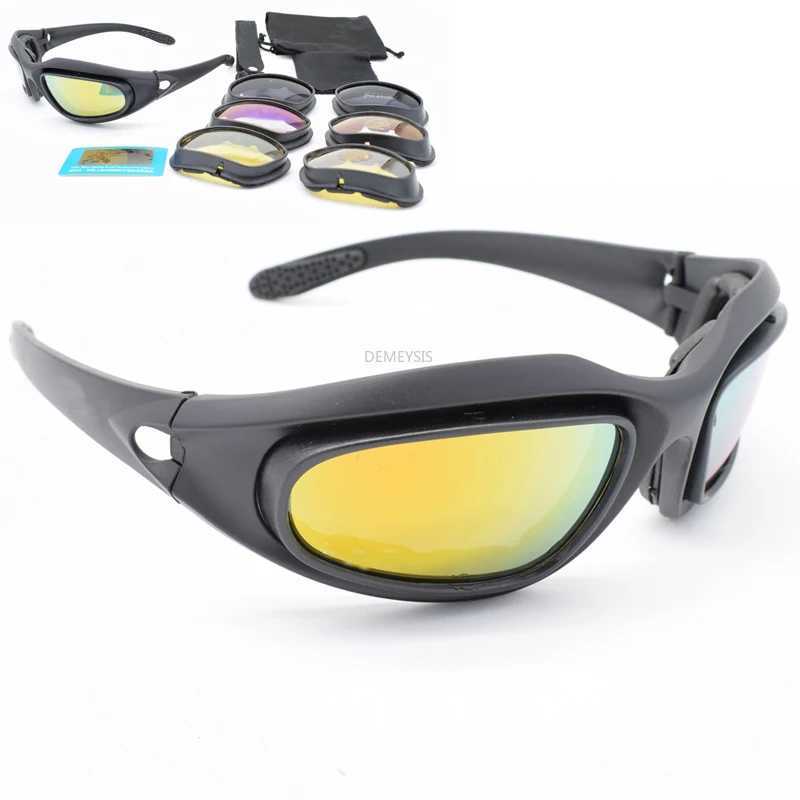 Tactical Polarized Sunglasses Milita Airsoft Shooting 4 Lens Safey Glasses Motorcycle Cycling Eye Protection Windproof Goggles J250919