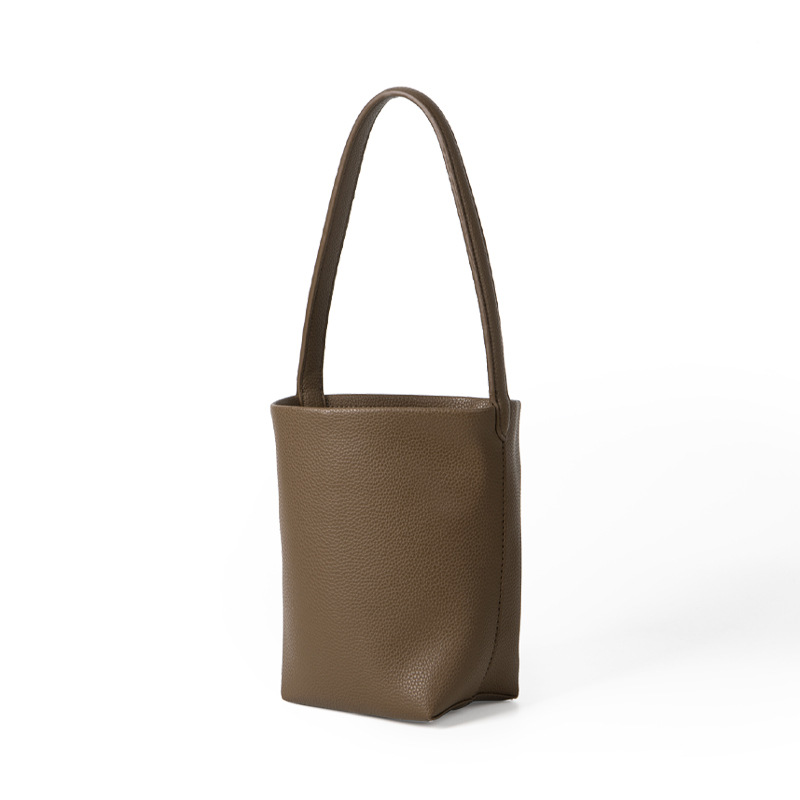 2025 Designed With High-Grade Texture Soft Leather Lychee Pattern Single-Shoulder Casual Commuting Large Capacity Drawstring Bucket Bag