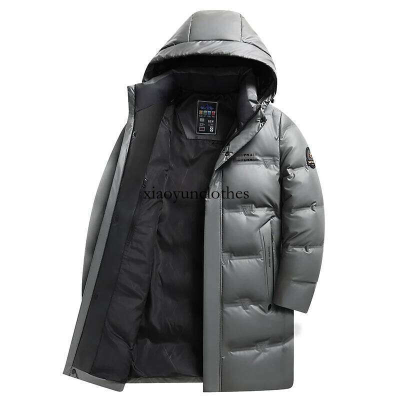 Casual Men's Mid-Length Warm Hooded White Duck Down Jacket 2025 Winter Windproof Puffer Coat Outwear Loose Thick Padded Clothing