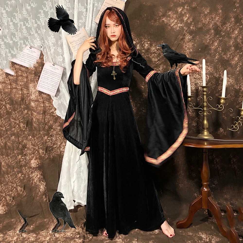 Halloween dark witch dress cosplay vampire magic wizard robe for stage party cosplay L250918