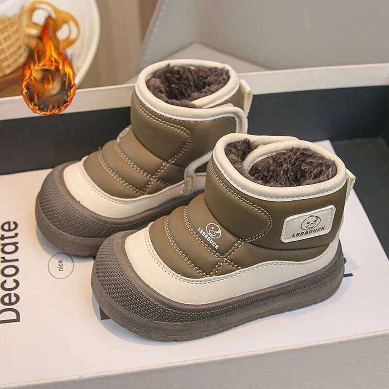 2025 New Plush Snow for Children Thick Warm Boy's Girl's Cotton Shoes Waterproof Kid's Winter Boots Veet Shoe