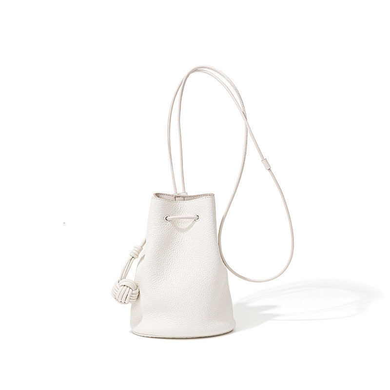 Pulling rope bucket bag 2025 new genuine leather women's bag designer shoulder bag