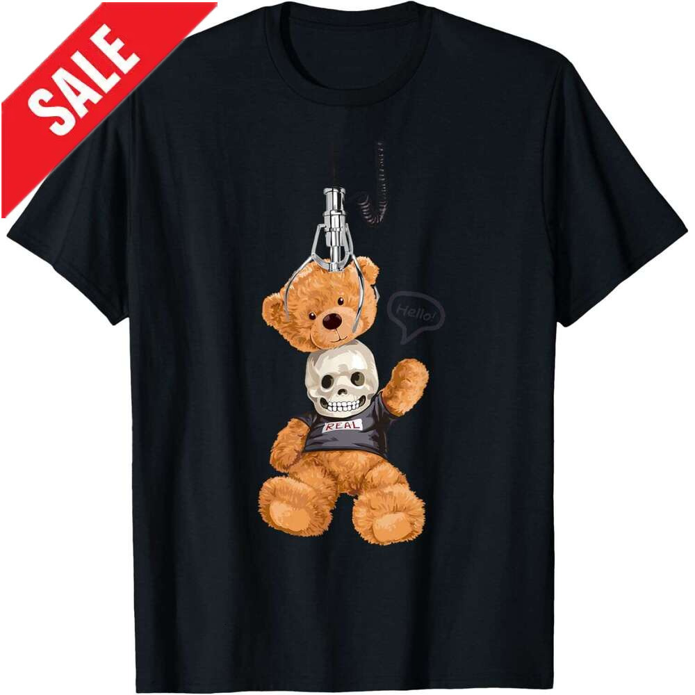 Halloween T shirt for Mens Cool Funny Teddy Bear Skull Illustration T-Shirt Shirts Tshirt Graphic Tee Casual Tops Clothes Short sleeve 2025