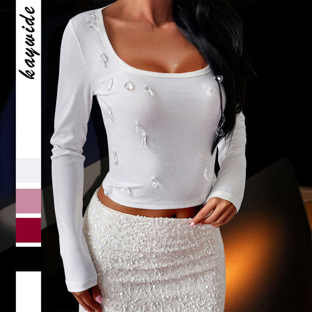 Y2K Hot Girl Style Solid Color Long Sleeve Tank Top T-Shirt Women's Fashion 2025 Autumn Winter