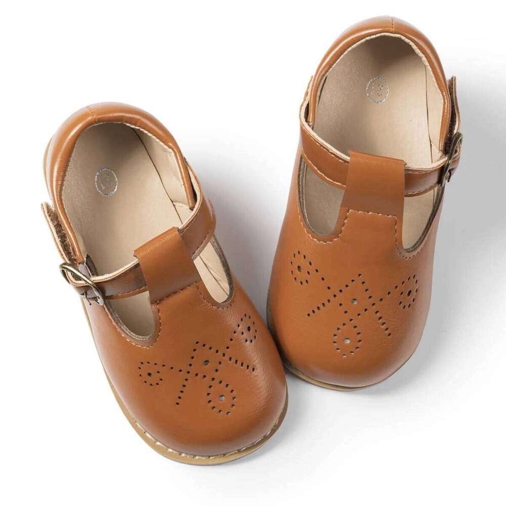 New Children Retro Leather Kids Fashion Design Rubber Soft Anti-Slip Flat Sole Youngsters Teens Casual Walking Shoes