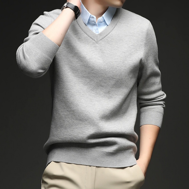 Korean Style Men's Thermal Top, Fake Collar Fleece Lined Pullover, 600g Warm Winter Base Layer No Need Layering