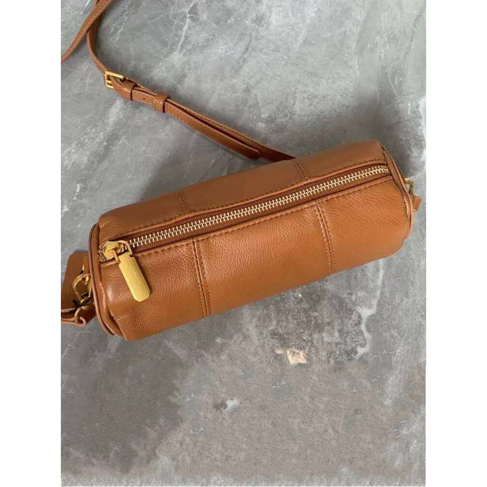 Versatile Fashion Lady Zipper Handbag Genuine Leather Designer Office Women Retro Cowskin Single Shoulder Crossbody Underarm Bag
