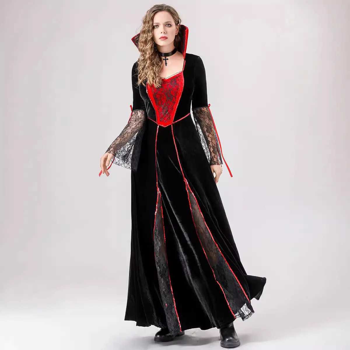 Halloween Costume Adult Woman Queen Dress Choker Witch Easter Vampire Bride Death Witch Cosplay Costumes Retro Court Dresses L250918