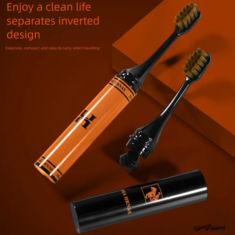 Lipstick Foldable Soft Bristle Toothbrush Business Travel Home Couple Set High-End Men And Women Gift Box ddmyfriend