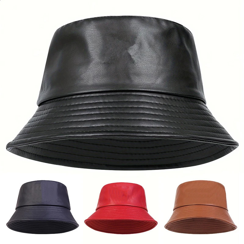 winter Fashion bucket hat Artificial leather windproof warm bucket hats men women wild cap Panama fisherman caps gorras 250918