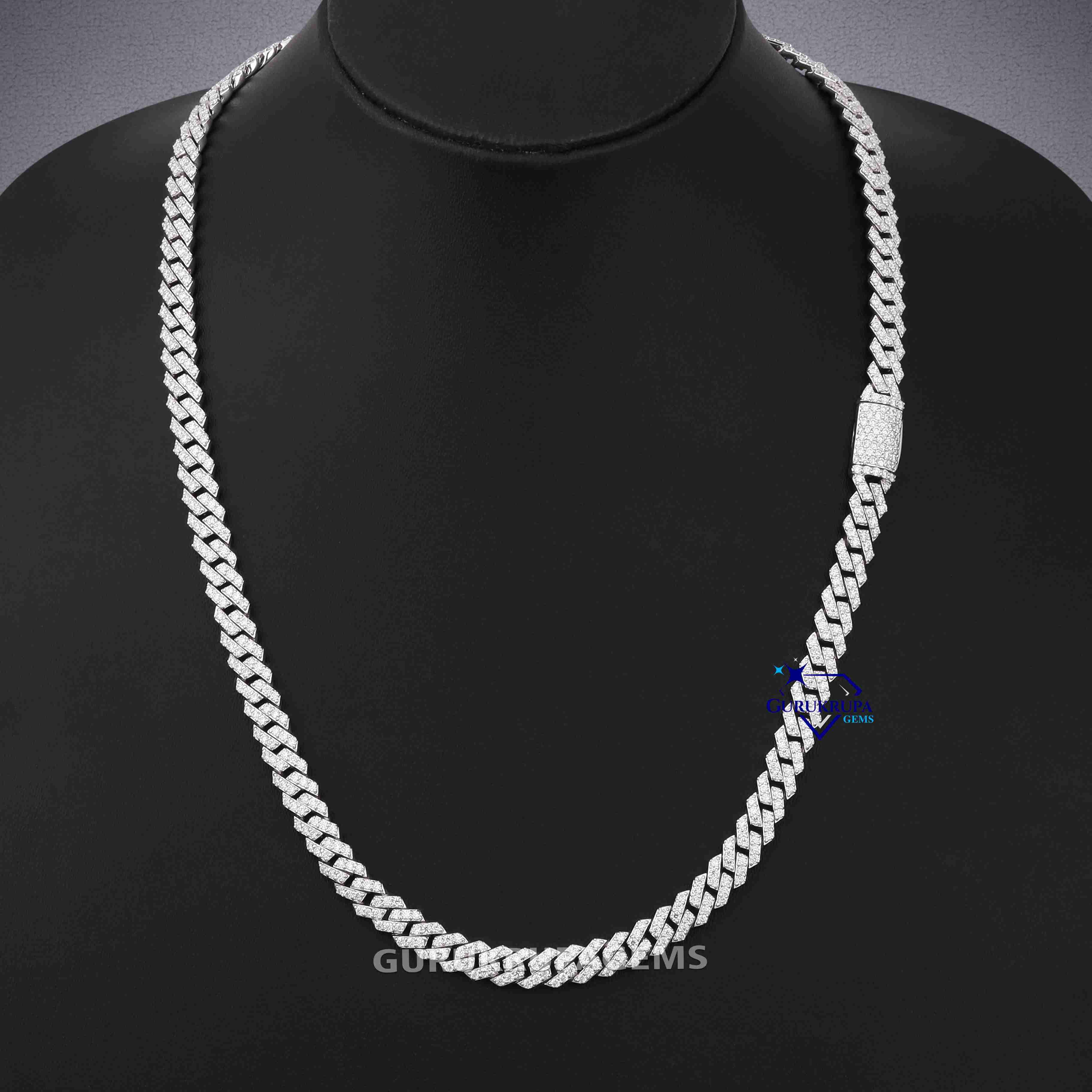 Fashion Jewelry 6mm Wide S925 Sterling Silver VVS Moissanite Diamond Necklace Iced Out Cuban Link Chain for Mens