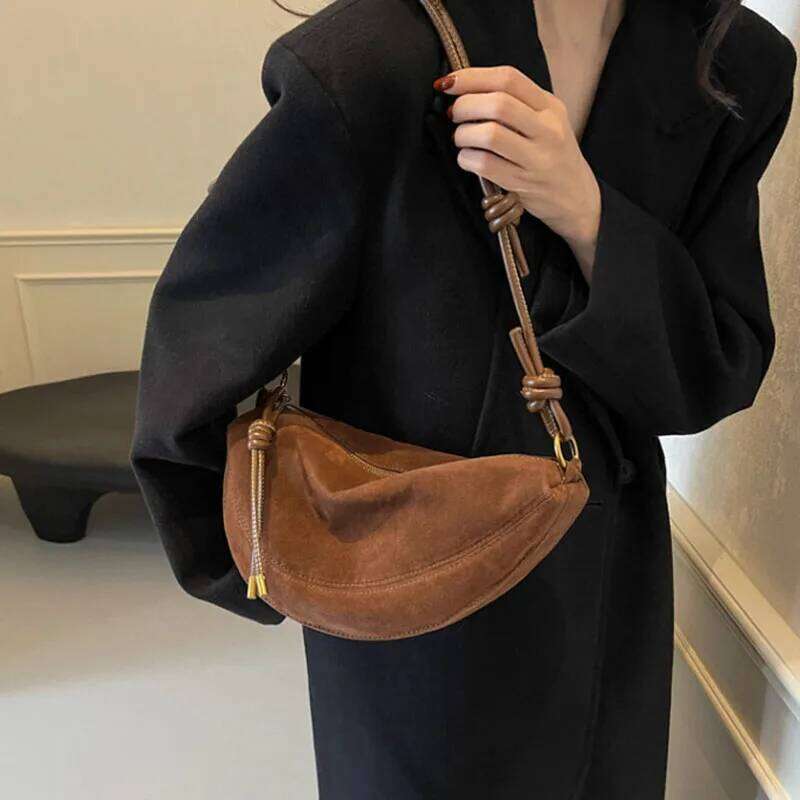 Faux Super Popular Niche Suede Shoulder Bag For Women 2025 Hot Sale Single Crossbody Underarm Dumpling Sweet Bags
