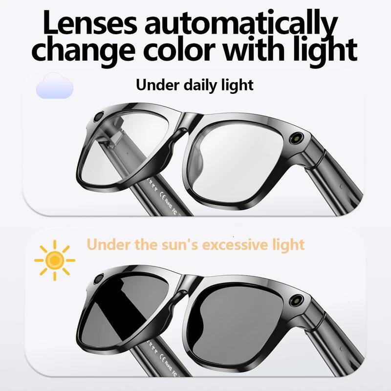 4K HD Color Changing AI Chat GPT 100MP Camera Bluetooth Call Voice Assistant Control Smart Glasses Intelligent Glasses