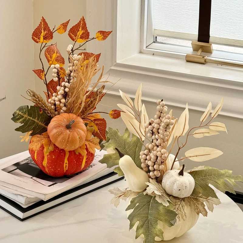 1pc Halloween decorations Pumpkin ornaments Artificial pumpkin maple leavesAutumn Party Harvest Festival Autumn home dcor props C250919