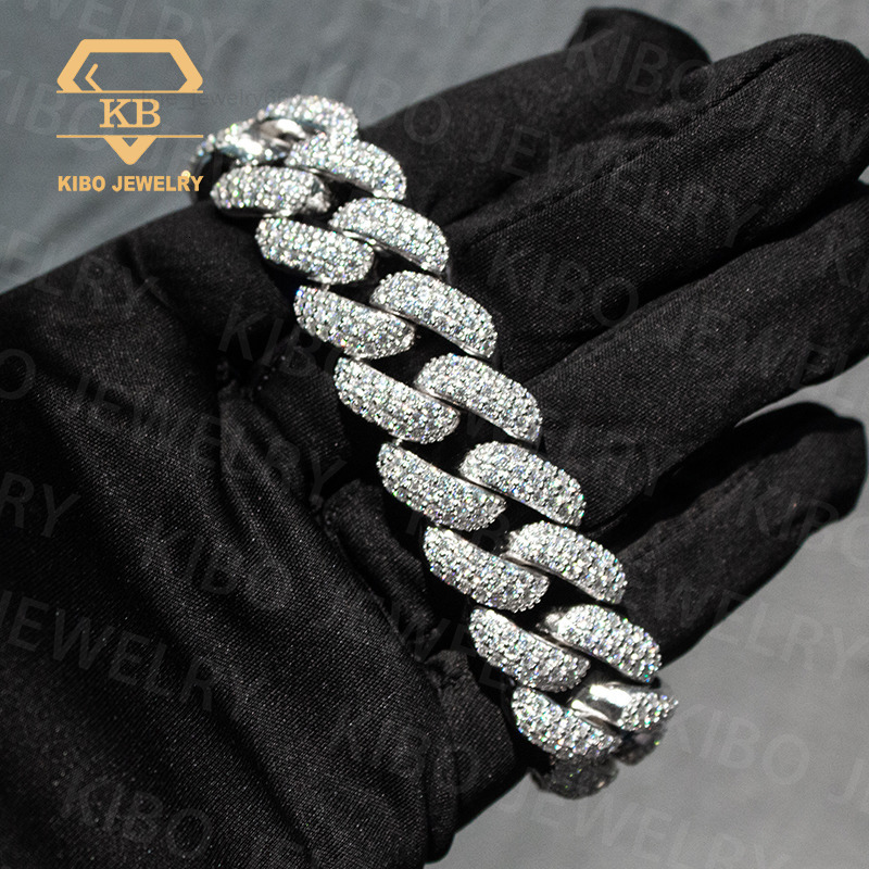 925 Silver Mossanite 20MM Cuban Bracelet VVS1 LAB Grown Moissanite Diamond Iced Out Cuban Link Chain