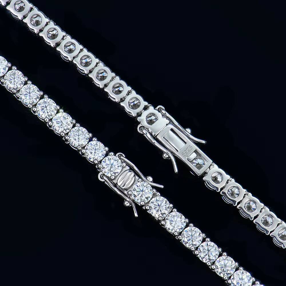 Wholesale Jewelry 4mm 1624inch Iced Out S925 Sterling Silver Jeweley Moissanite Tennis Chain for Women