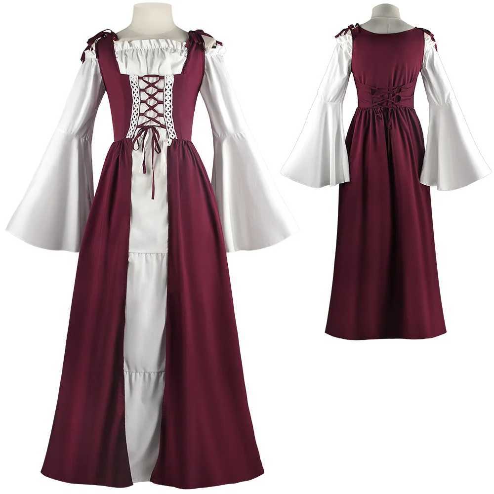 Vintage Court Dress Cosplay Square neckline tied waistband medieval retro dress Halloween Woman Gothic Dress L250918