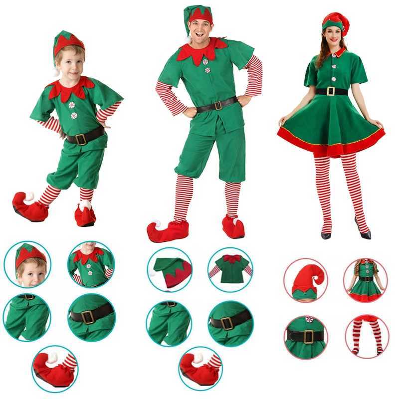 Family Christmas Cosplay Costumes Santa Claus Outfit for Adult Boys Girls Carnival Party Green Elf Kids Santa Claus Dress Up L250918