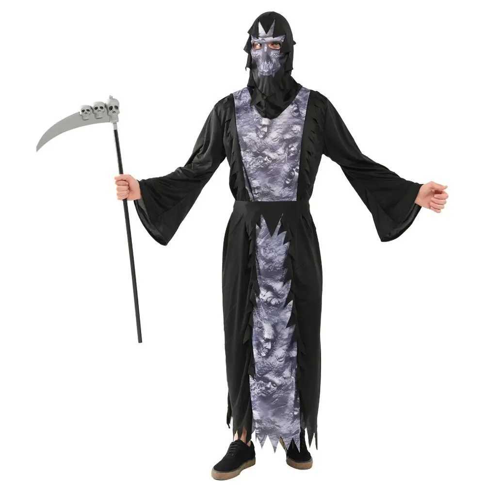 Adult Demon Costume Scary Monster Azrael Death Grim Reaper Halloween Costumes for Men L250918