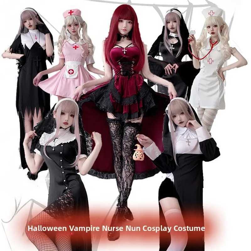 Gothic Nun Costume Adult loween Par Nurse Role Play Host orm k Angel Cosplay Womens Skirt in Sto Film Adapt L250918