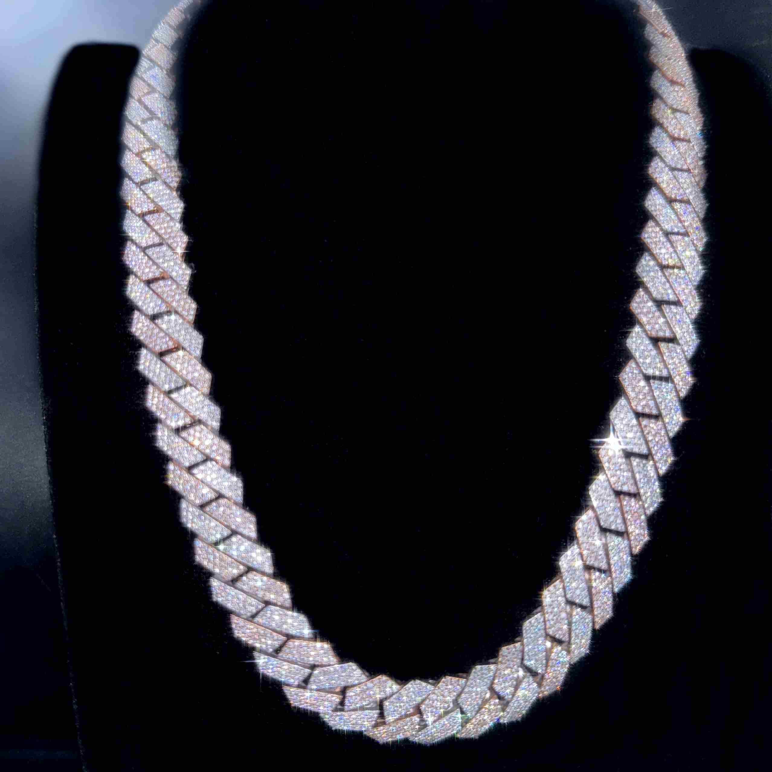 Customized Trend 20MM Moissanite Chain Two Tone Hiphop Necklace Men 925 Sterling Silver Moissanite Cuban Link Chain