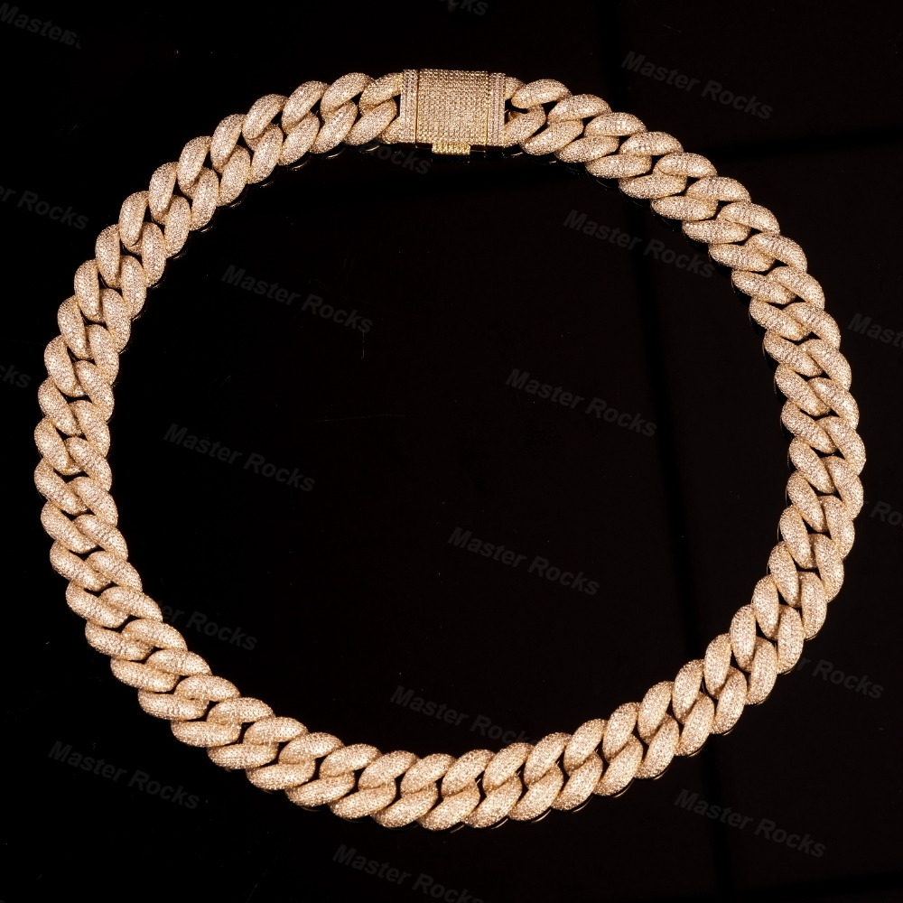 18mm Hiphop Moissanite Jewelry Cuban Link 925 Silver Borderless Necklace Vvs Iced Out Moissanite Cuban Chain