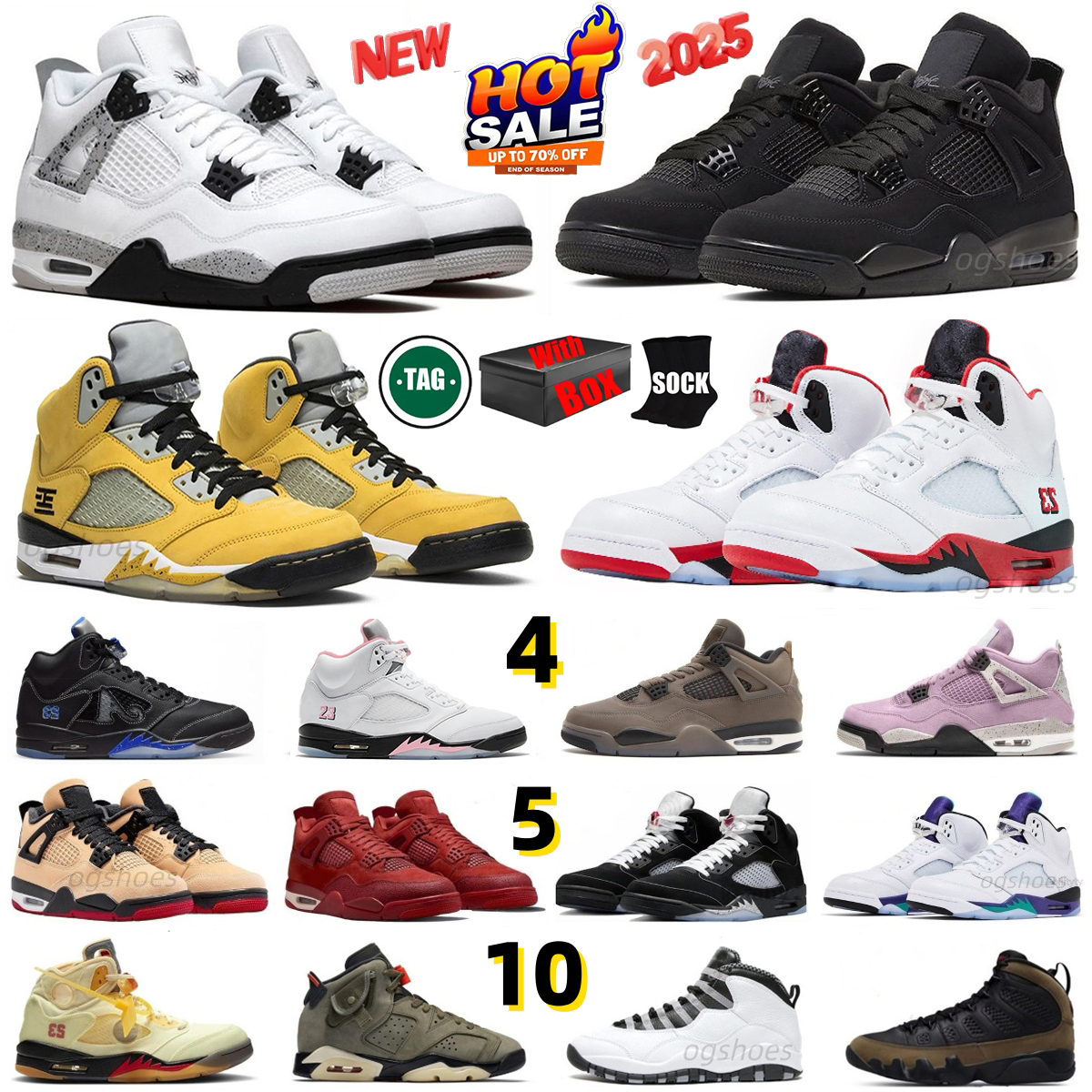 4s 5s 10s Basketball Shoes 4 black cat Cozy Girl white cement cave stone 5 black metallic tokyo fire red 35th Anniversary 10 steel shadow Man Sports Sneakers Trainers