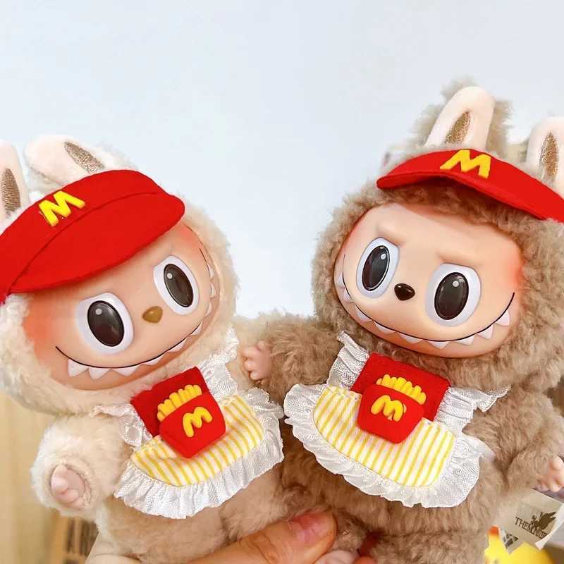 Labubu Doll Clothes 17cm French Fries Apron M Hat Set Cute Role Play Costume Accessories for 1520cm Plush Dolls Kids Gift C250919