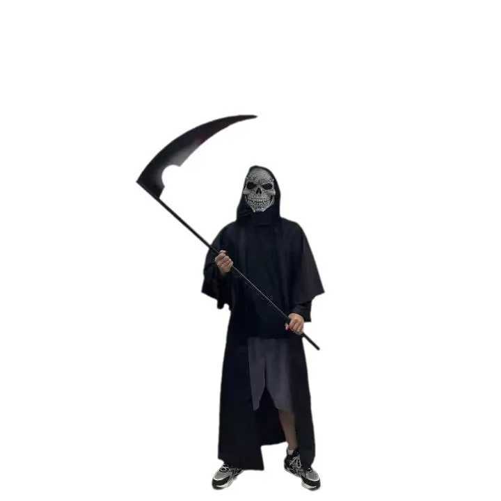 Mens black devil Halloween costume Halloween sickle roleplaying costume L250918