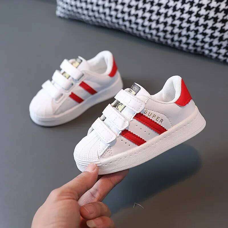 Children's Kids Fashion Design White Non-slip Casual Boys Girls Hook Breathable Sneakers Toddler Outdoor Shoes